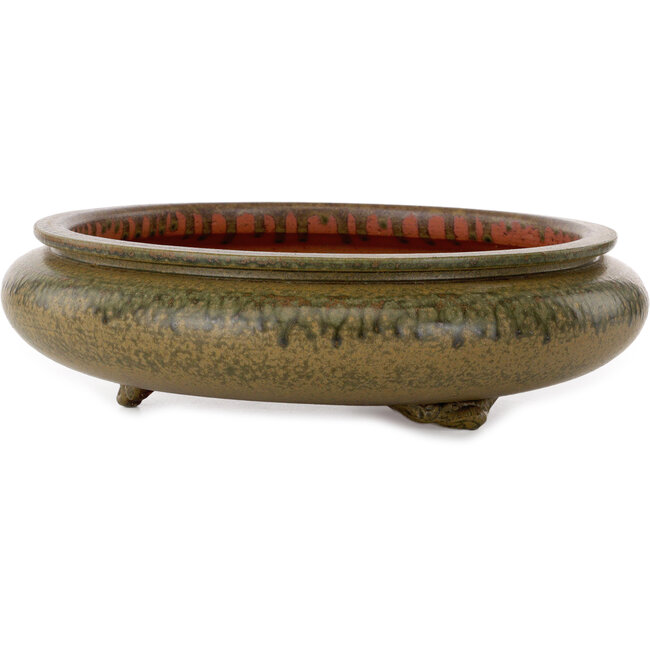 Round green bonsai pot by Itouen - 308 x 308 x 100 mm