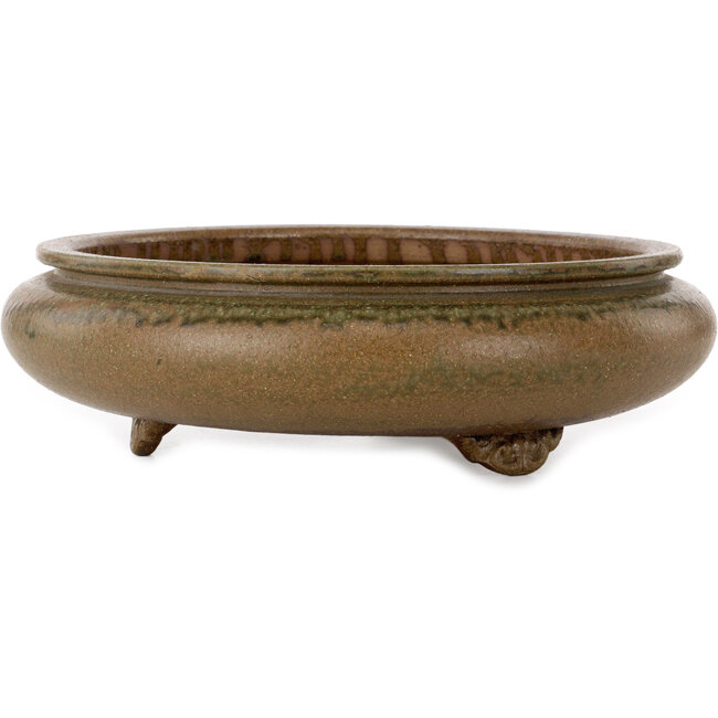Round green bonsai pot by Itouen - 308 x 308 x 100 mm