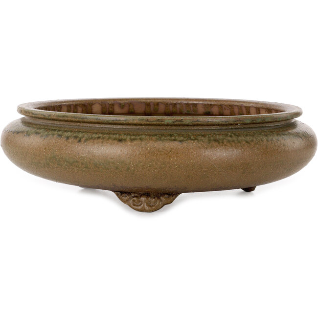 Round green bonsai pot by Itouen - 308 x 308 x 100 mm