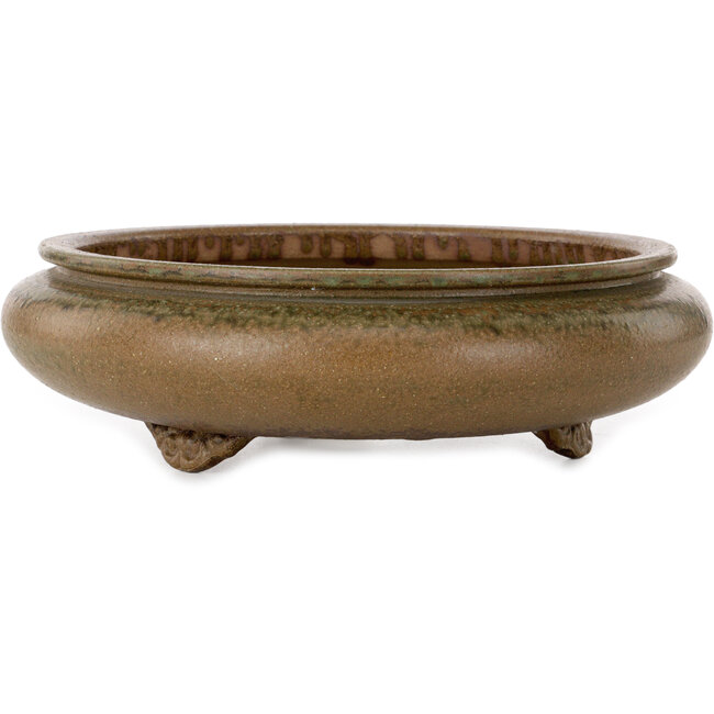 Round green bonsai pot by Itouen - 308 x 308 x 100 mm