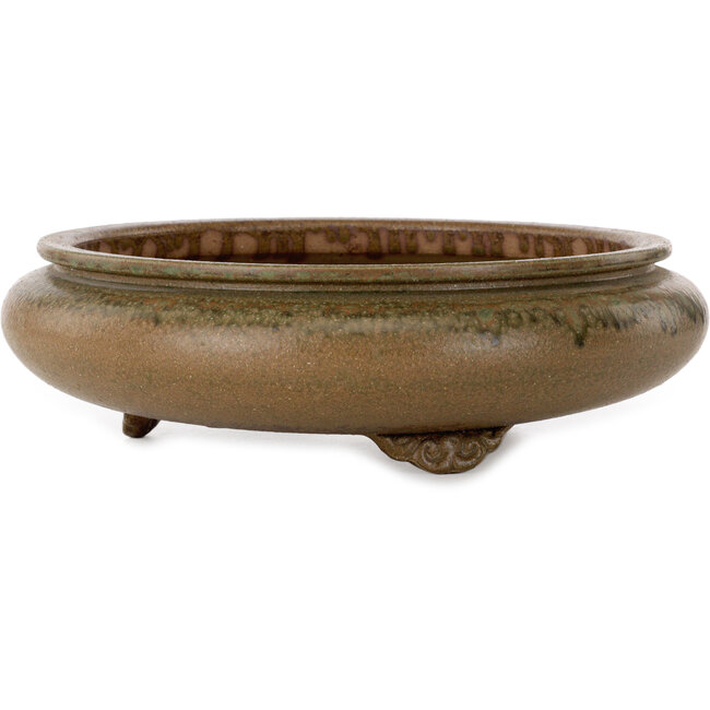 Round green bonsai pot by Itouen - 308 x 308 x 100 mm