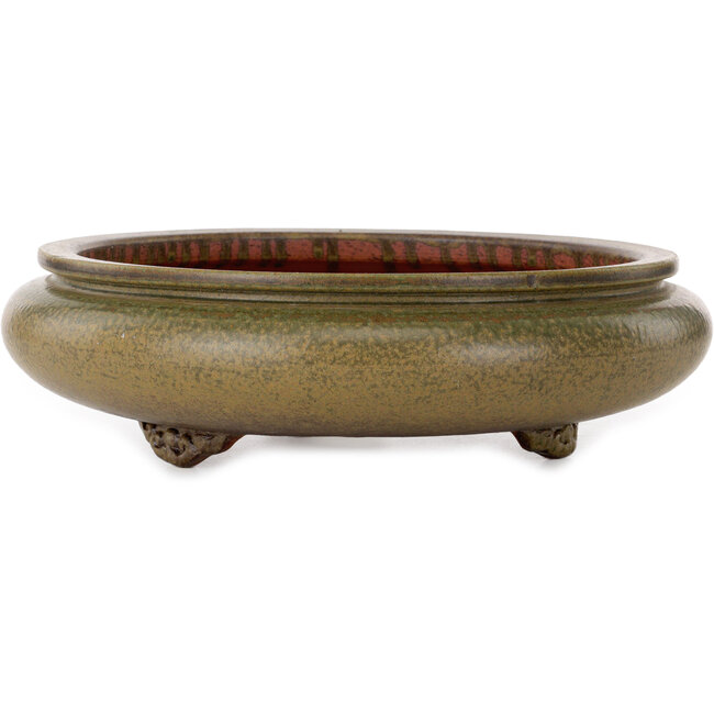 Round green bonsai pot by Itouen - 308 x 308 x 100 mm