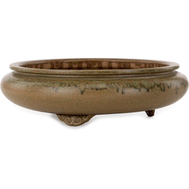 Round green bonsai pot by Itouen - 308 x 308 x 100 mm