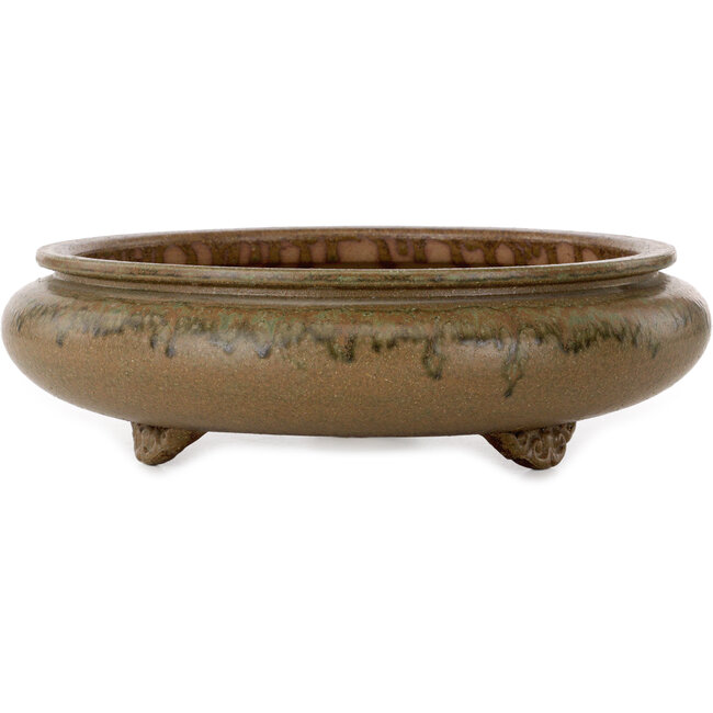 Round green bonsai pot by Itouen - 308 x 308 x 100 mm