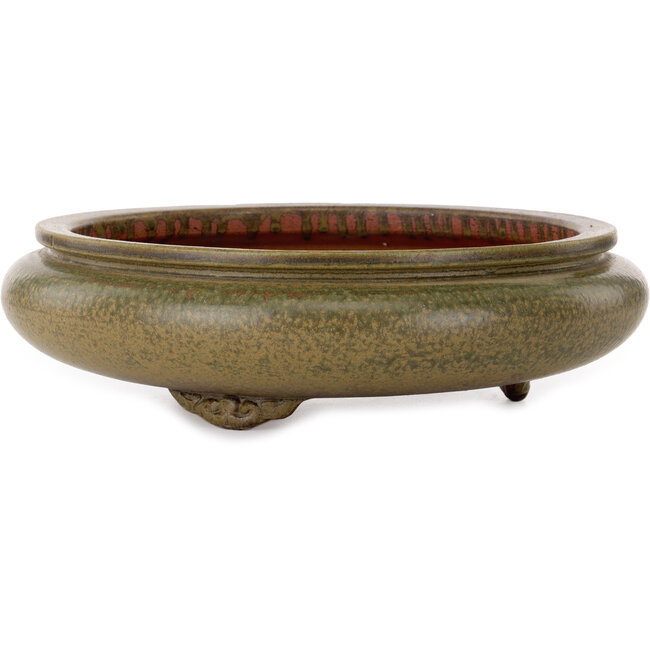 Round green bonsai pot by Itouen - 308 x 308 x 100 mm