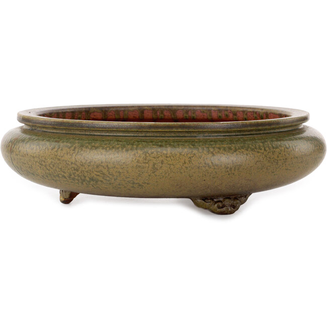 Round green bonsai pot by Itouen - 308 x 308 x 100 mm