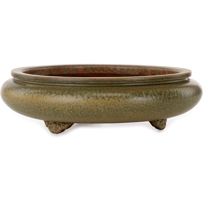 Round green bonsai pot by Itouen - 308 x 308 x 100 mm
