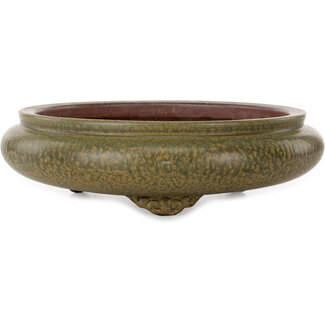 Ito(u)en 308 mm round green bonsai pot by Itouen, Japan