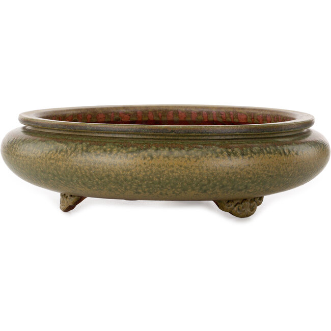 Round green bonsai pot by Itouen - 308 x 308 x 100 mm