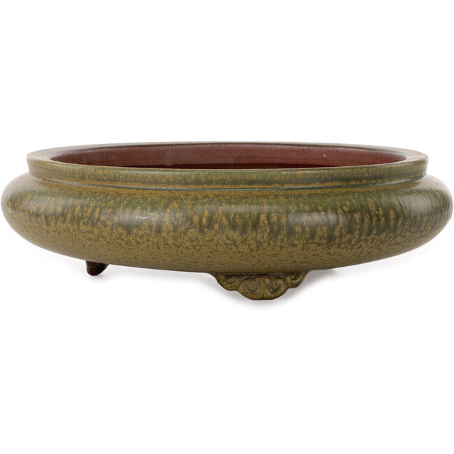 Round green bonsai pot by Itouen - 308 x 308 x 100 mm