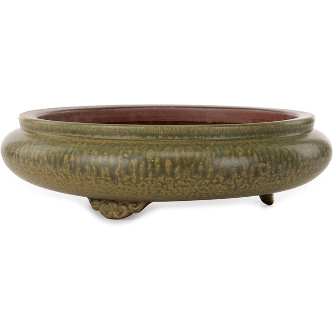 Round green bonsai pot by Itouen - 308 x 308 x 100 mm
