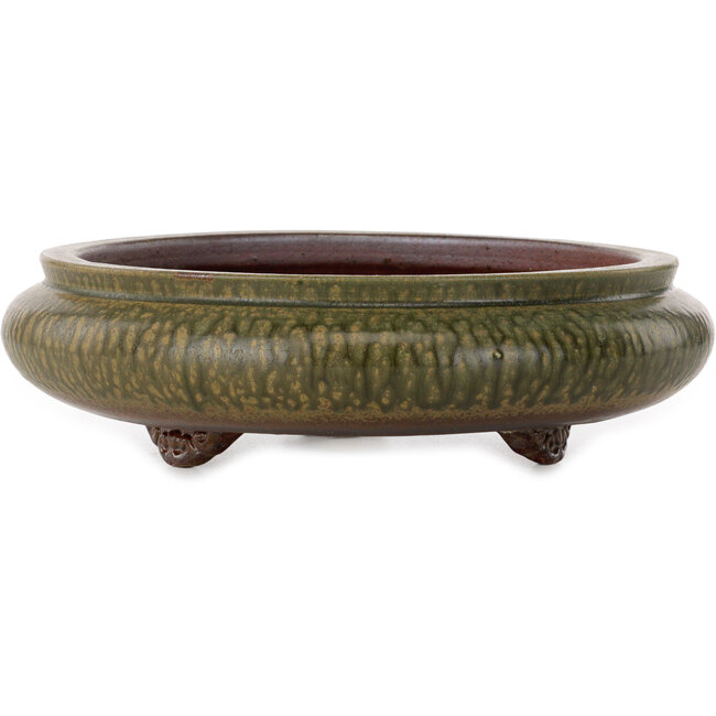 Round green bonsai pot by Itouen - 308 x 308 x 100 mm