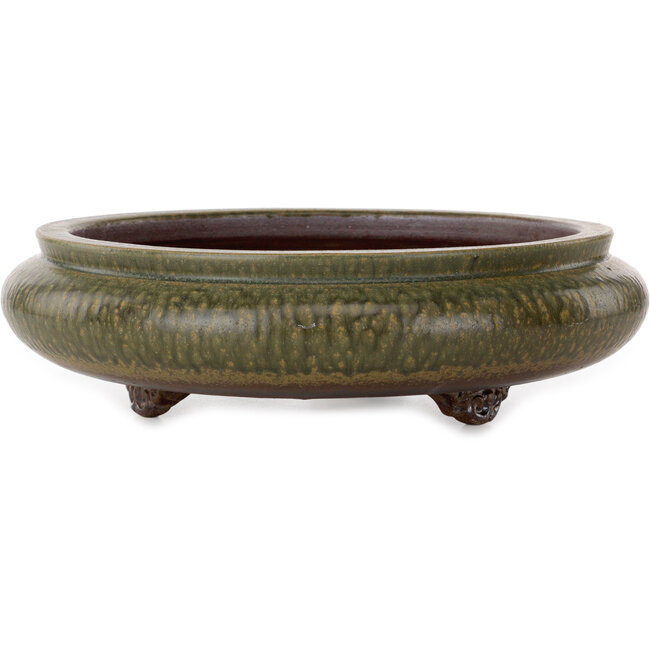 Round green bonsai pot by Itouen - 308 x 308 x 100 mm