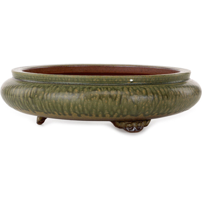 Round green bonsai pot by Itouen - 308 x 308 x 100 mm