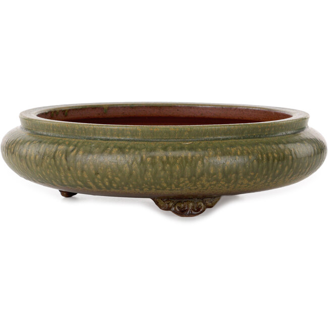 Round green bonsai pot by Itouen - 308 x 308 x 100 mm
