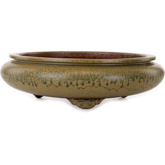 Ito(u)en 308 mm round green bonsai pot by Itouen, Japan