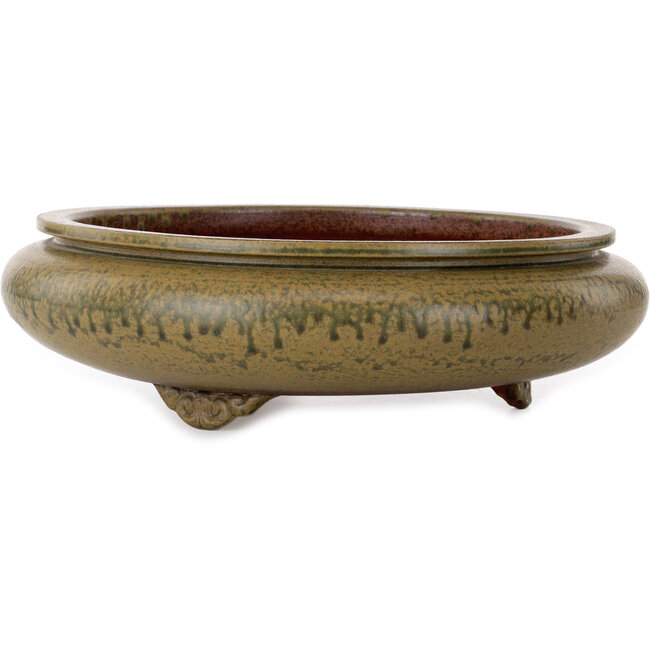Round green bonsai pot by Itouen - 308 x 308 x 100 mm