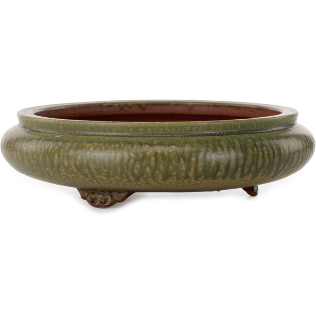 Round green bonsai pot by Itouen - 308 x 308 x 100 mm