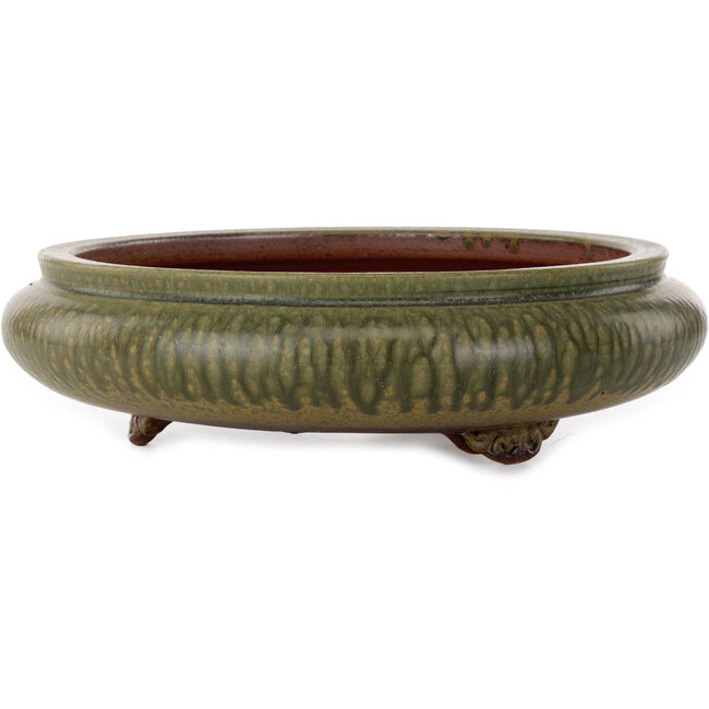 Round green bonsai pot by Itouen - 308 x 308 x 100 mm