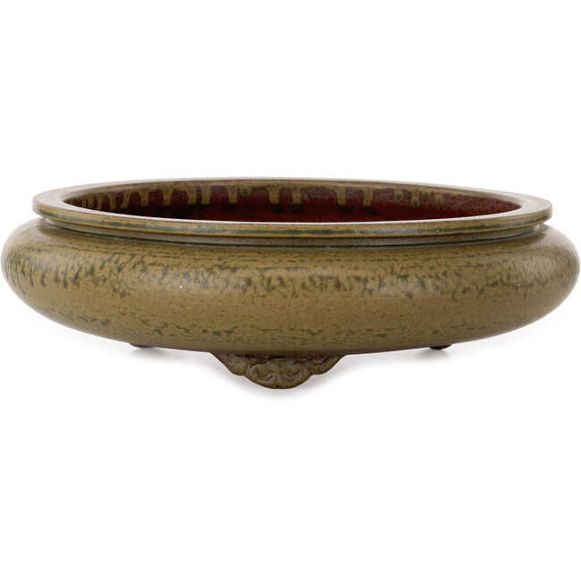 Round green bonsai pot by Itouen - 308 x 308 x 100 mm