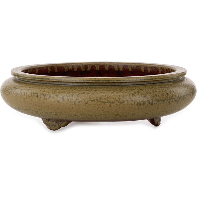 Round green bonsai pot by Itouen - 308 x 308 x 100 mm