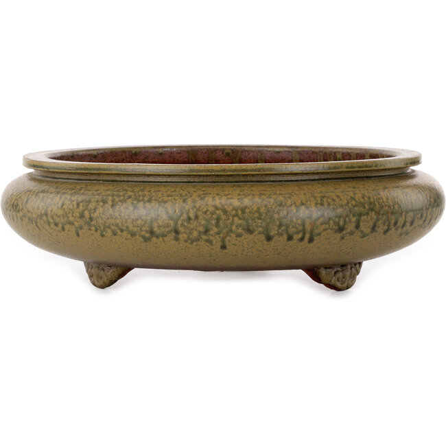 Round green bonsai pot by Itouen - 308 x 308 x 100 mm