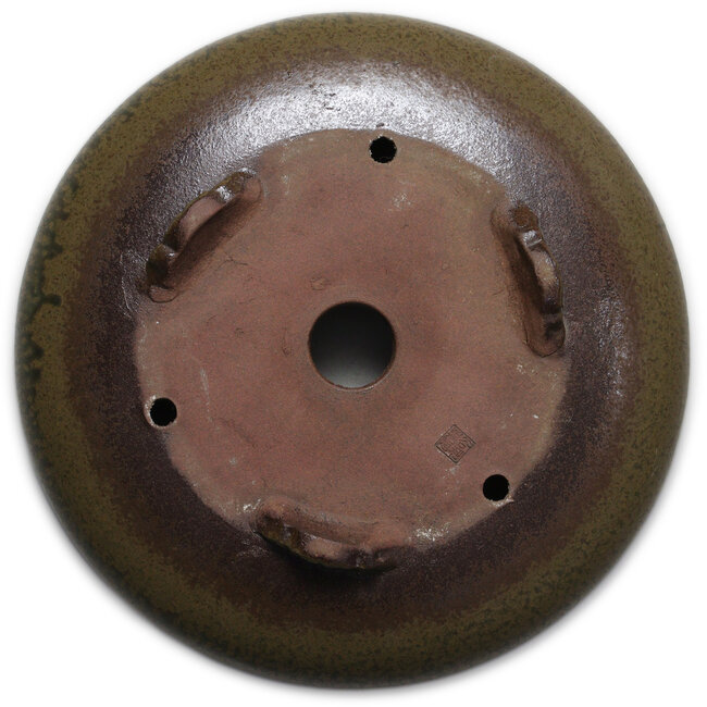 Round green bonsai pot by Itouen - 308 x 308 x 100 mm