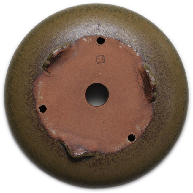 Round green bonsai pot by Itouen - 308 x 308 x 100 mm