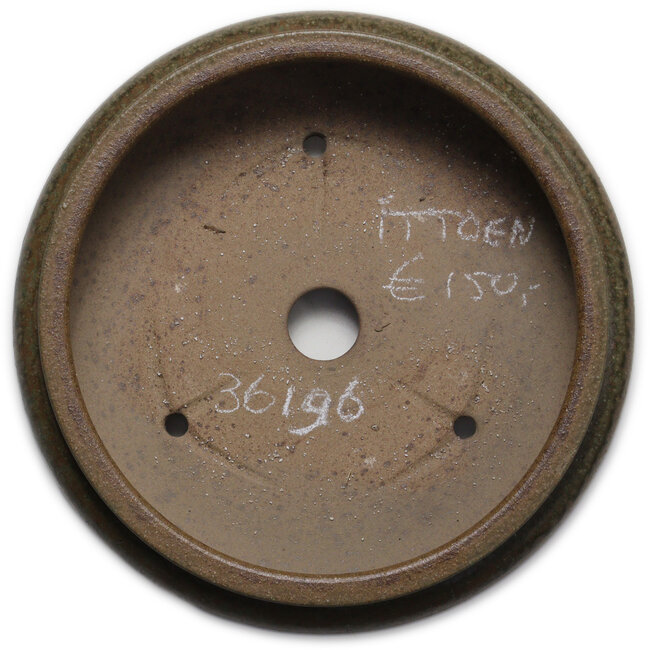 Round green bonsai pot by Itouen - 308 x 308 x 100 mm