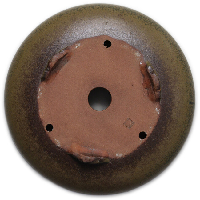 Round green bonsai pot by Itouen - 308 x 308 x 100 mm