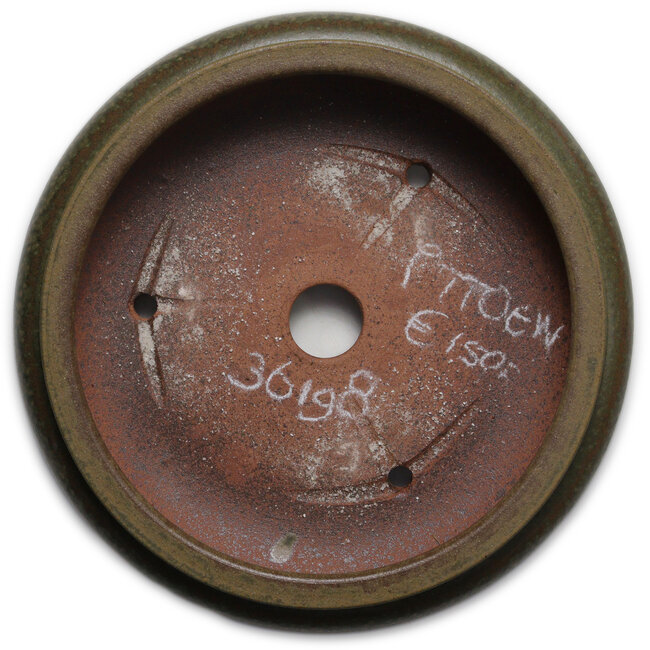 Round green bonsai pot by Itouen - 308 x 308 x 100 mm