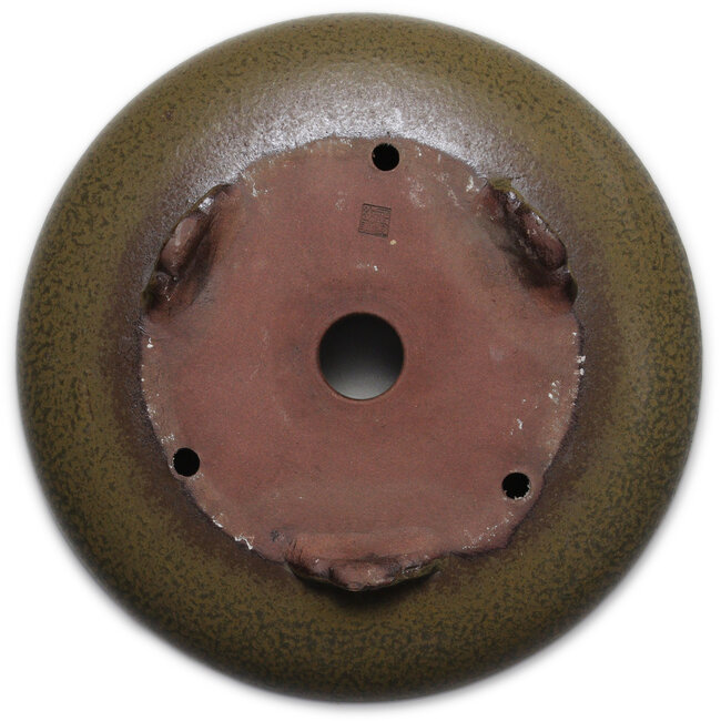 Round green bonsai pot by Itouen - 308 x 308 x 100 mm