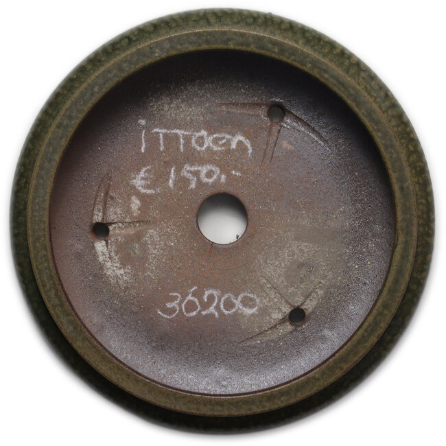 Round green bonsai pot by Itouen - 308 x 308 x 100 mm