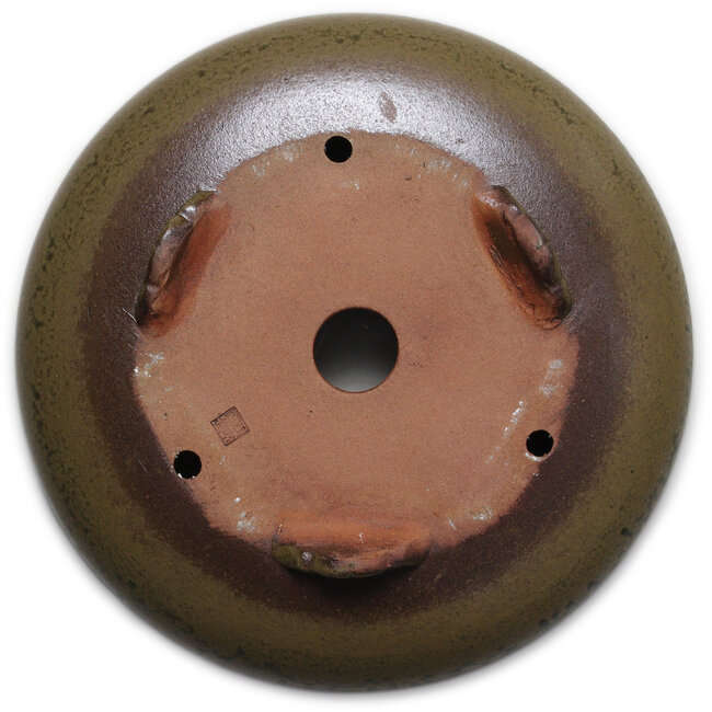 Round green bonsai pot by Itouen - 308 x 308 x 100 mm