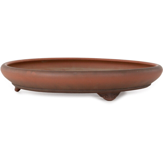 Ronde, ongeglazuurde bonsaipot van Itouen - 350 x 350 x 70 mm