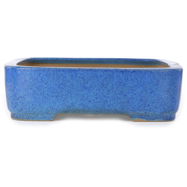 Pot à bonsaï rectangulaire bleu par Seizan (Reihou, Kataoka Katsushi, maître four Seizan) - 493 x 354 x 110 mm