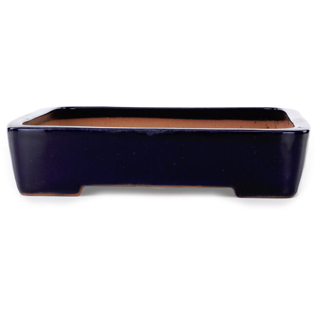 Rectangular blue bonsai pot by Yamafusa - 470 x 325 x 74 mm
