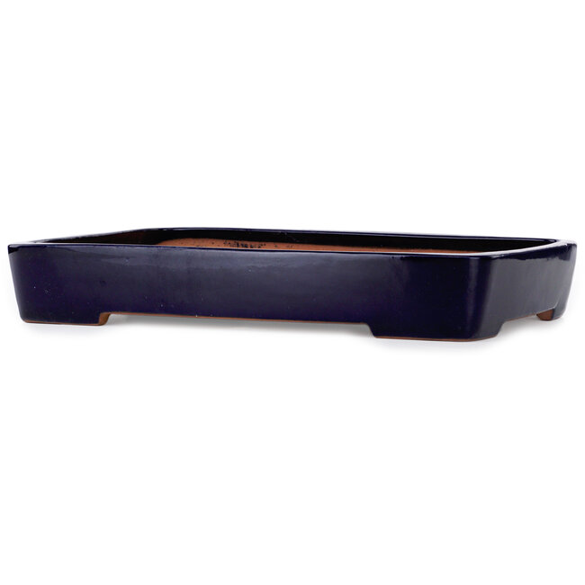 Rectangular blue bonsai pot by Yamafusa - 470 x 325 x 74 mm