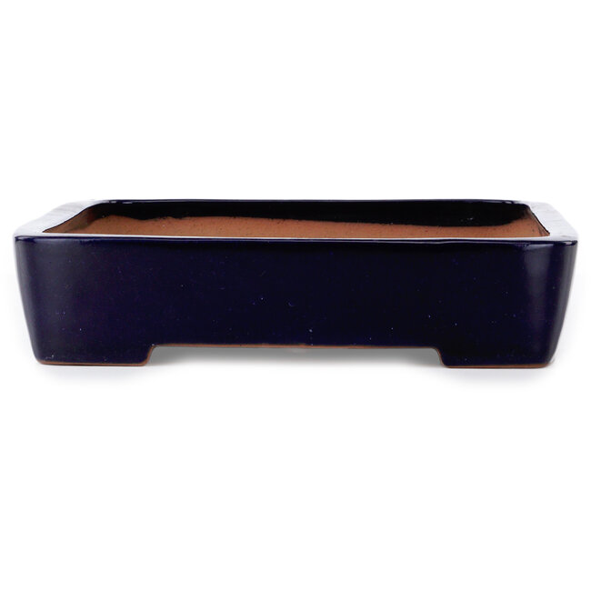Rectangular blue bonsai pot by Yamafusa - 470 x 325 x 74 mm