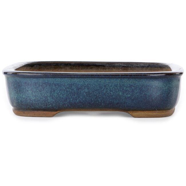 Pot à bonsaï rectangulaire bleu sarcelle de Hekisui - 413 x 320 x 75 mm