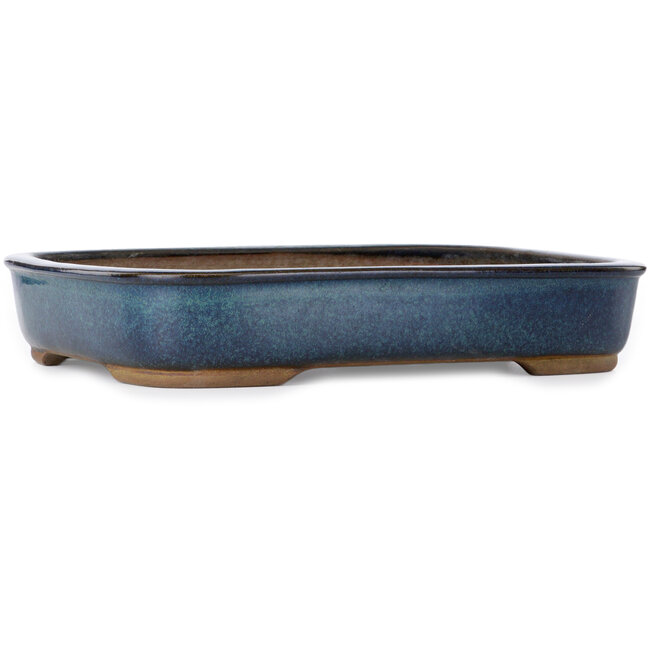 Rectangular teal bonsai pot by Hekisui - 413 x 320 x 75 mm