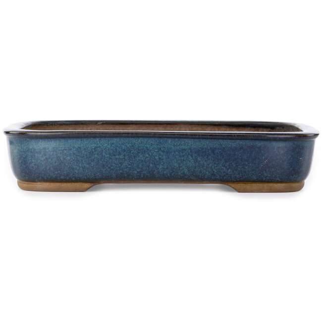 Rectangular teal bonsai pot by Hekisui - 413 x 320 x 75 mm