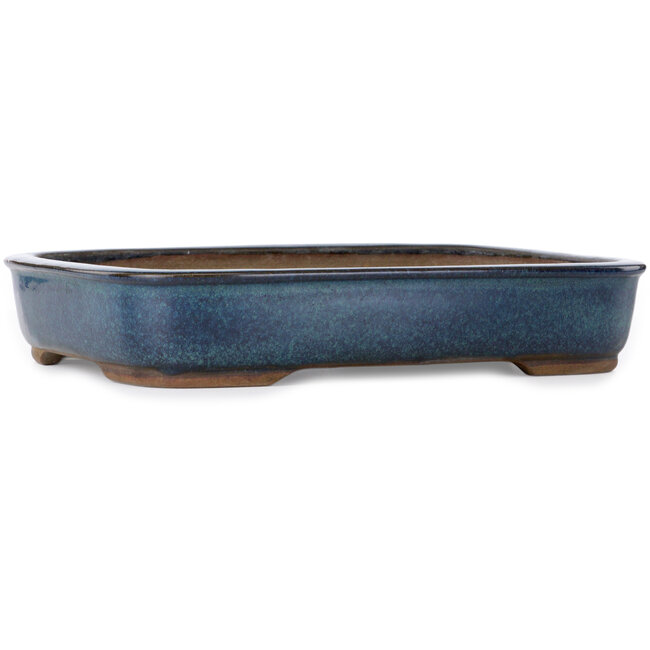 Rectangular teal bonsai pot by Hekisui - 413 x 320 x 75 mm