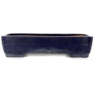  Yamafusa - Takehiko Koie Pot à bonsaï rectangulaire bleu de 418 mm, fabriqué par Yamafusa, Tokoname, Japon