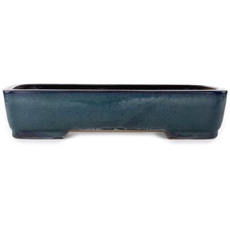  Yamafusa - Takehiko Koie 470 mm rectangular blue bonsai pot by Yamafusa, Tokoname, Japan
