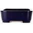 Vaso bonsai rettangolare blu di Seizan (Reihou, Kataoka Katsushi, forno del maestro Seizan) - 360 x 265 x 95 mm