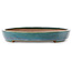 Ovale lichtblauw tot turquoise bonsaipot van Seizan (Reihou, Kataoka Katsushi, meester Seizan oven) - 490 x 315 x 45 mm