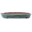Oval green to teal bonsai pot by Seizan (Reihou, Kataoka Katsushi, master Seizan kiln) - 480 x 305 x 35 mm