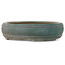 Round turquoise-colour bonsai pot by Seizan (Reihou, Kataoka Katsushi, master Seizan kiln) - 350 x 350 x 95 mm