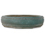 Ronde turkooiskleurige bonsaipot van Seizan (Reihou, Kataoka Katsushi, meester Seizan oven) - 350 x 350 x 95 mm